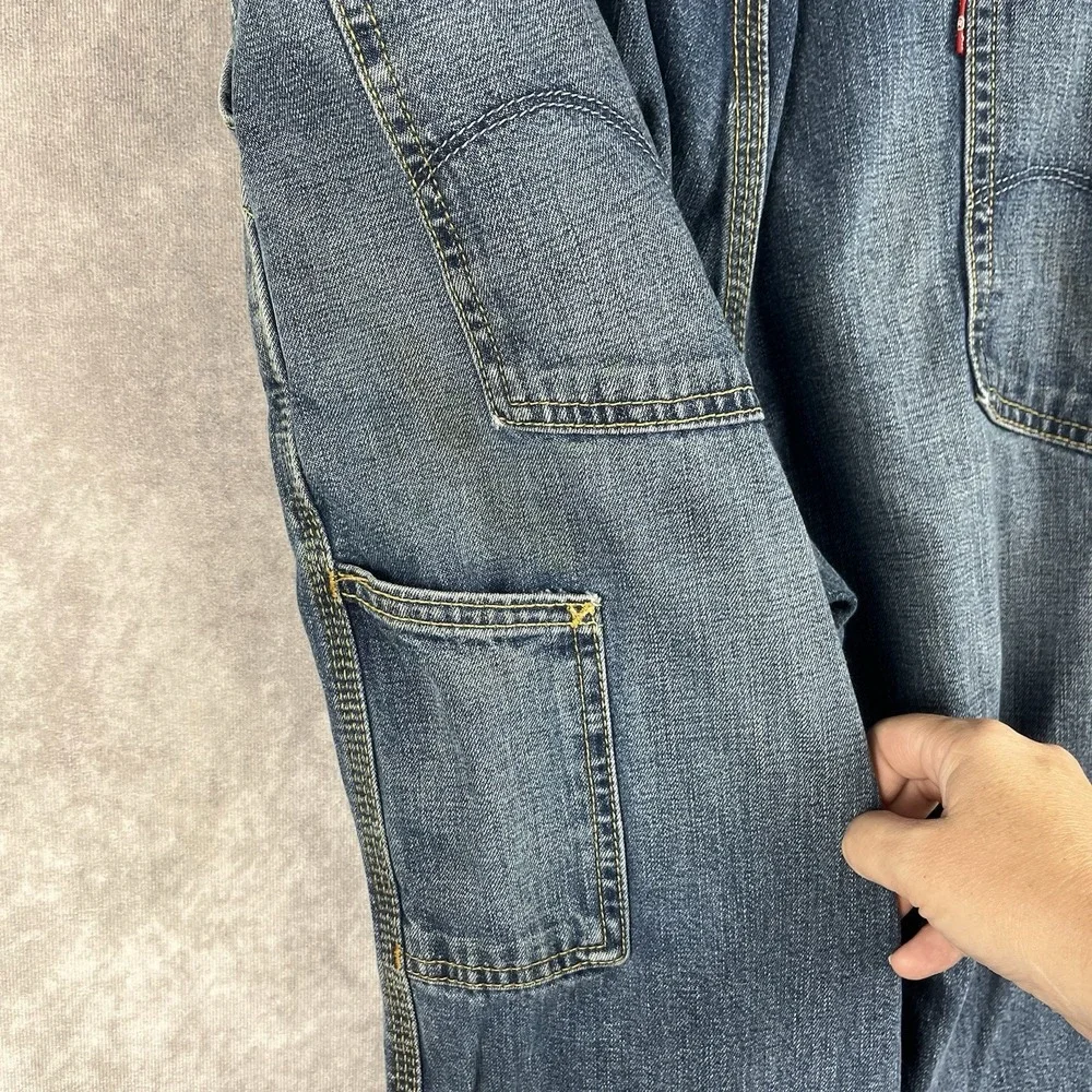 Vtg LEVI'S Carpenter Loose Straight Jeans Mens 38x32 Baggy Work Dark Wash Denim‎